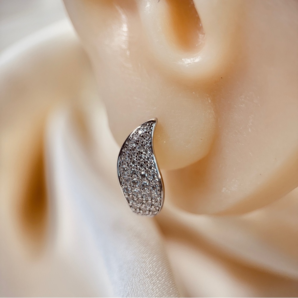 Paved Huggie Hoop Earrings S925 Moissanite 0.58ctw